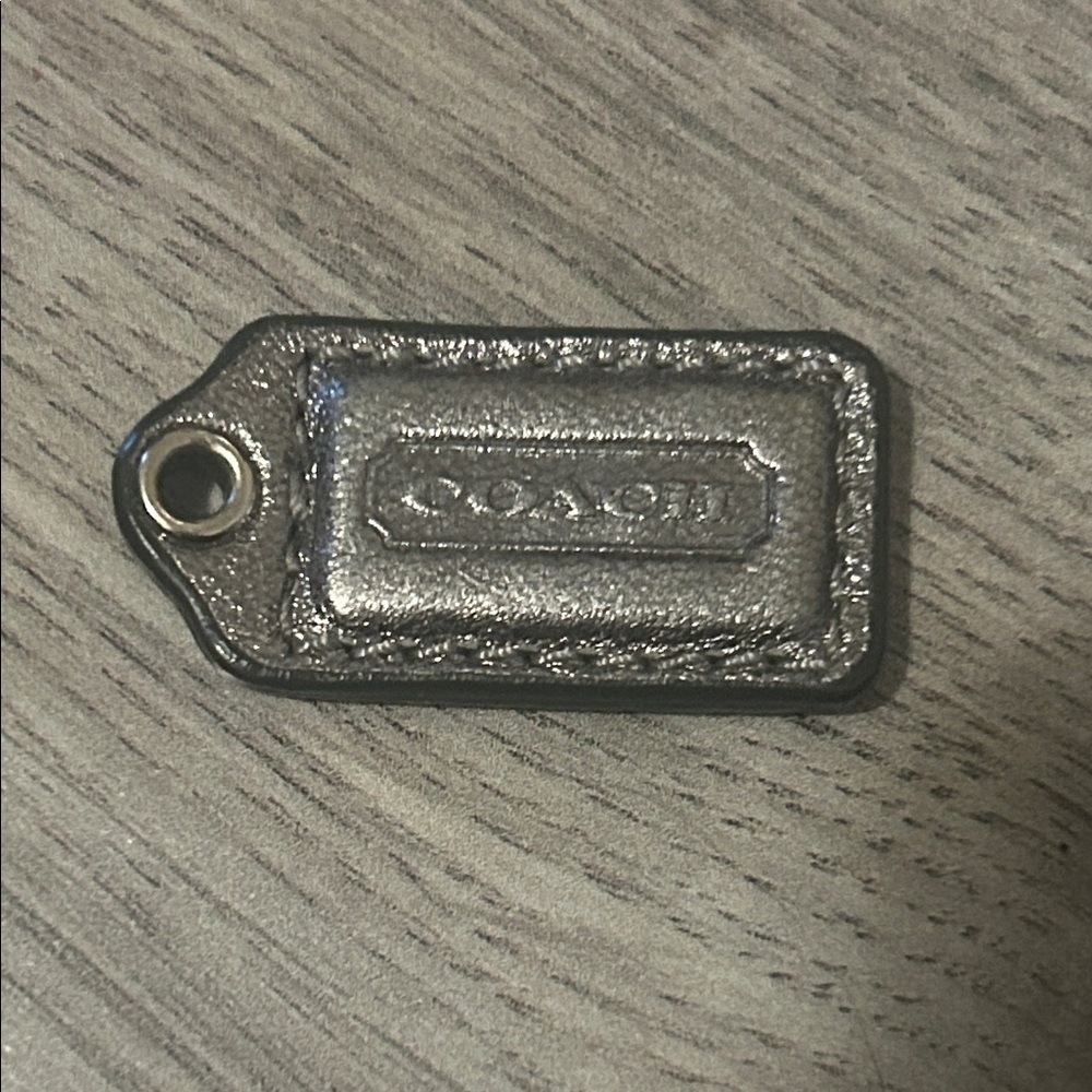 Coach Metallic Silver mini Leather Key Tag Charm